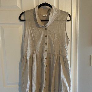 Sleeveless Beige Button-Down Dress